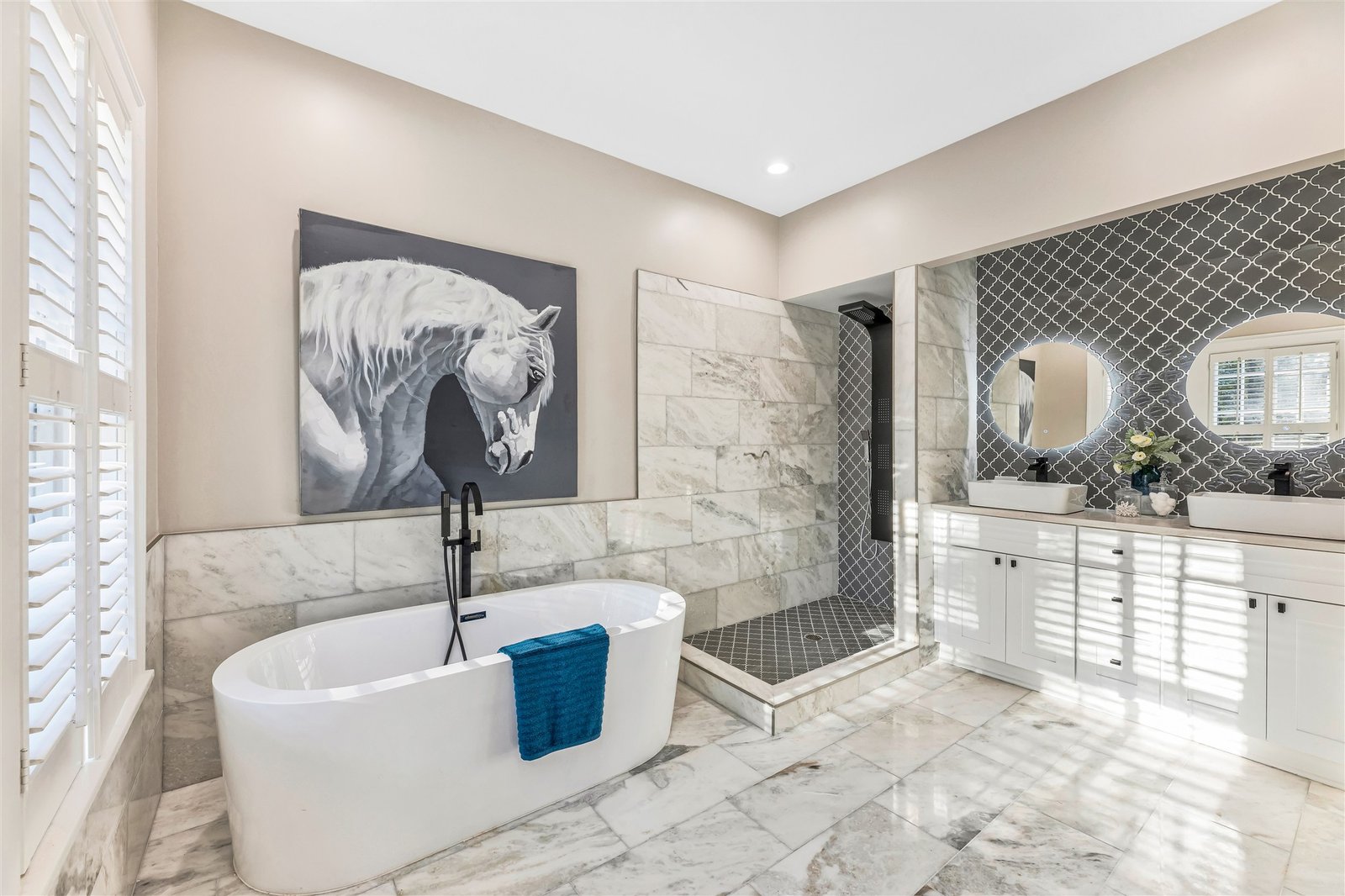 Primary bathroom and freestanding tub - The Oakdale Project